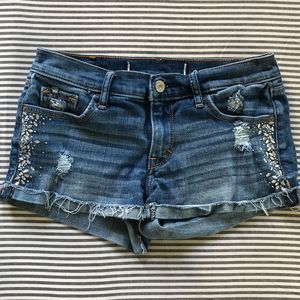 Abercombrie Cut Off Distressed denim shorts bling